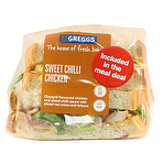 Greggs Sweet Chilli Chicken on White Bloomer Sandwich