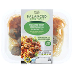 product image - M&S Balanced For You Roasted Beef Meatballs & Spaghetti 380g