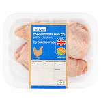 Sainsbury's British Chicken Whole Breast Fillets Skin On
