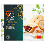 product image - Sainsbury's SO Organic 4 All Butter Mince Pies 240g