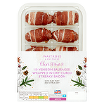 Waitrose & Partners Christmas 10 Venison Sausages Wrapped in Dry Cured Streaky Bacon 200g