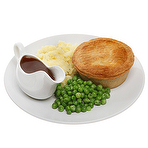 Pub & Bar Food - Steak and Ale Pie, Mashed Potato and Vegetables