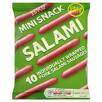Tesco Mini Snack Salami Individually Wrapped Pork Salami Sausages 10 x 10g (100g)
