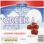 product image - Aldi Brooklea Fat Free Greek Style Cherry Yogurt 4 x 125g
