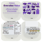 Tesco Everyday Value Chocolate Mousse 4 x 60g (240g)