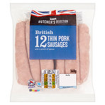 product image - Asda Butcher's Selection 12 British Thin Pork Sausages 340g