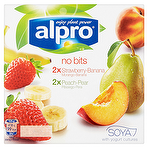 Alpro No Bits Yogurt Alternative 4 x 125g Strawberry & Banana