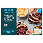 Sainsbury's Slow Cooked Individually Flavoured 2 Half Pork Rib Racks 700g Smoky BBQ ribs (Clear pouch)
