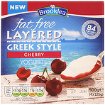 product image - Aldi Brooklea Fat Free Layered Greek Style Yogurt - Cherry 4 x 125g