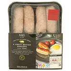 M&S 8 Great British Bangers Pork Sausages 454g